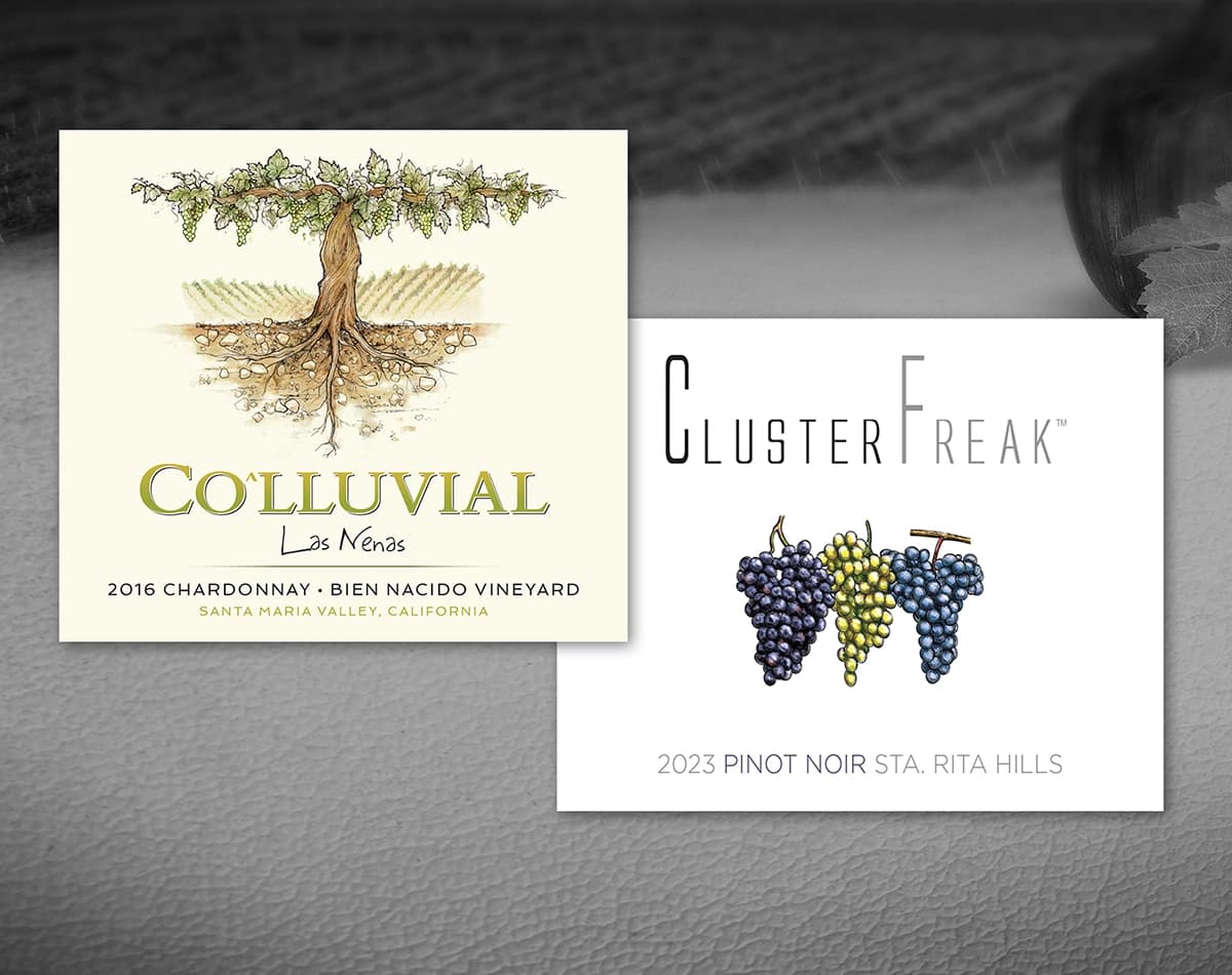 Colluvial & ClusterFreak Wine Logos & Label Designs